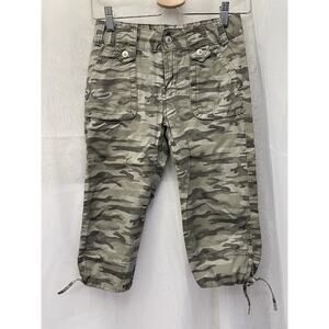 Arizona Juniors Capri Pant 12 Regular Camo Green Elastic Leg Hem